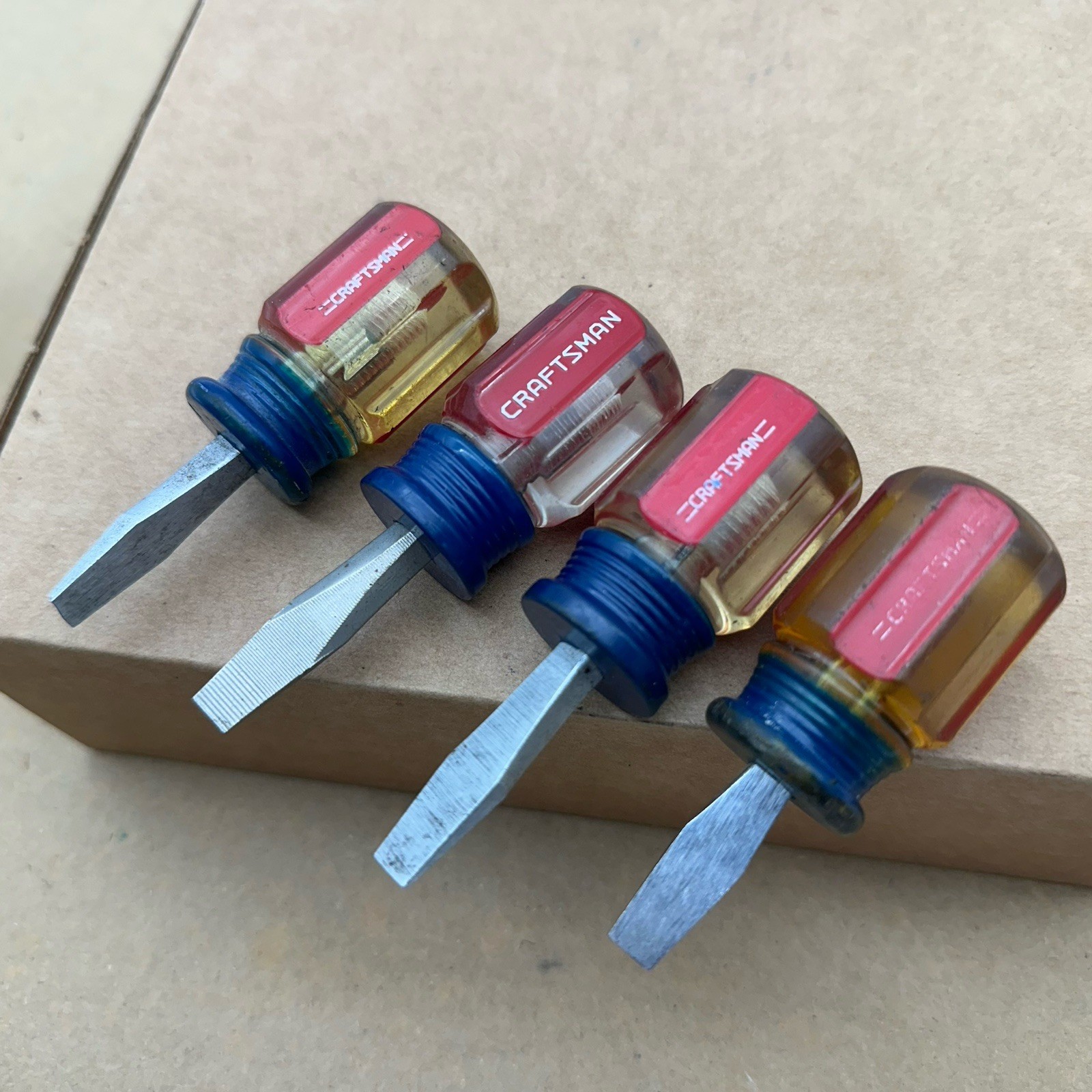 Lot 4 Vintage Craftsman Made USA 4151 1/4" Slotted/Flat Stubby Screwdrivers WF
