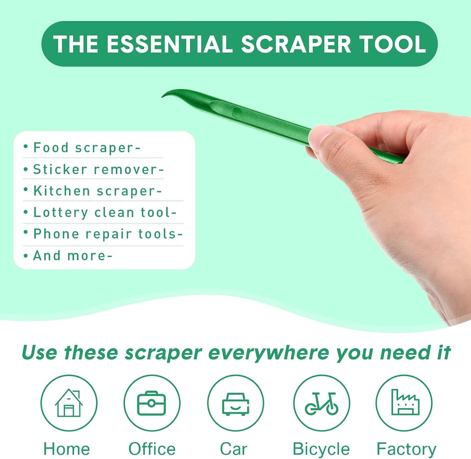 9 Pieces Plastic Scraper Tool Scratch Free Crevice Cleaning Sticker Green