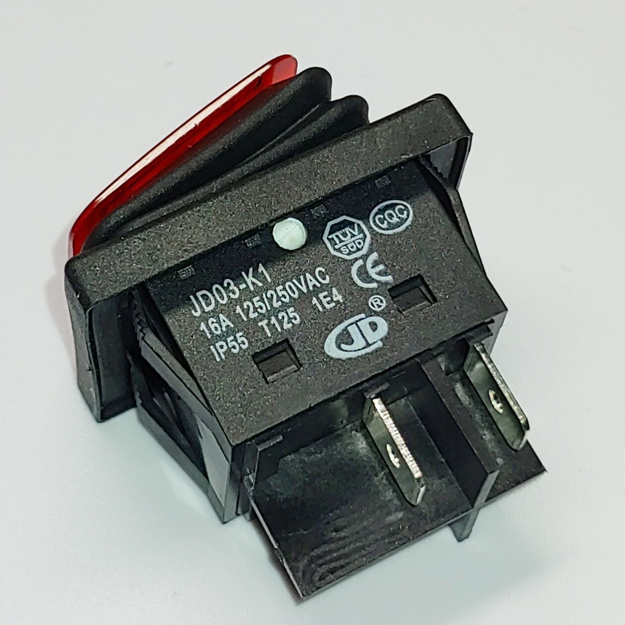 JIN DING JD03-K1 4Pins 16A Rocker waterproof switch 250V IP55 T125 1E4 Red Lamp