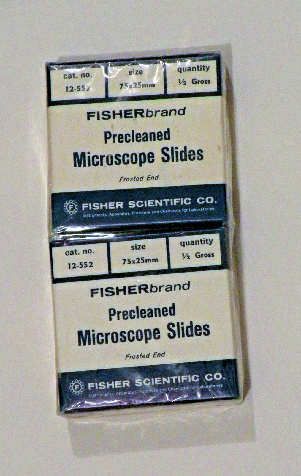 NOS Fisherbrand Precleaned Glass Microscope Slides - 12-552, 75x25mm, 1/2 Gross
