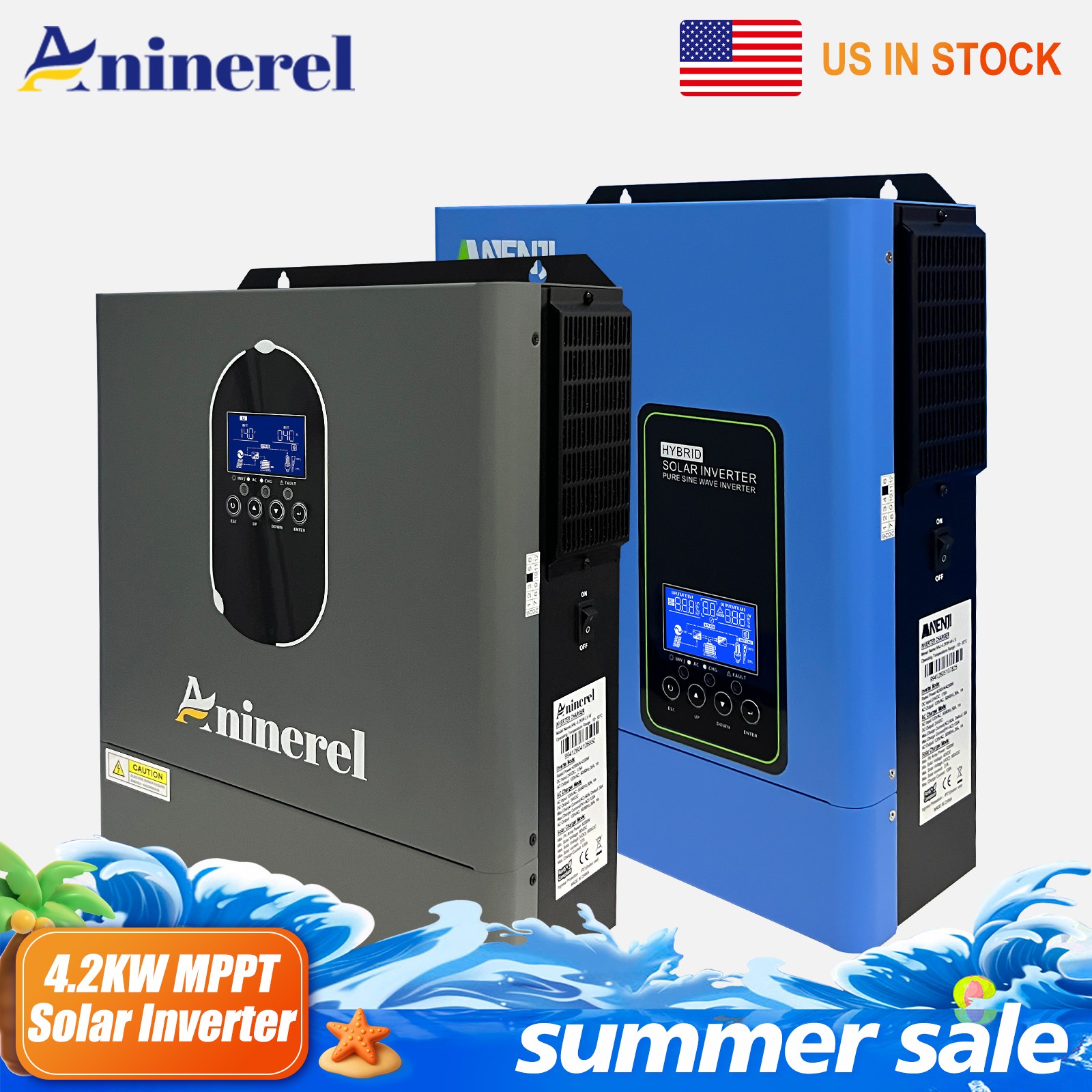 4200W Solar Hybrid Inverter 24V 110V/120V Pure Sine Wave 120A MPPT Charger