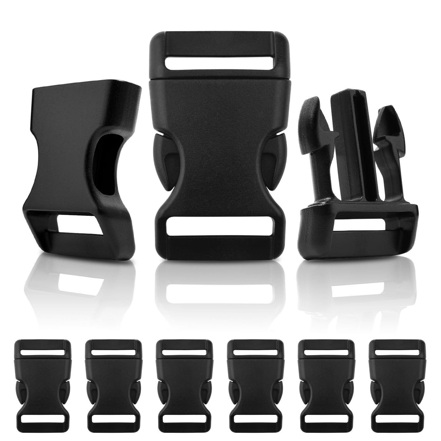 20Pack 1 Inch Curved Side Release Plastic Buckles for Backpack Strap, Paracor...