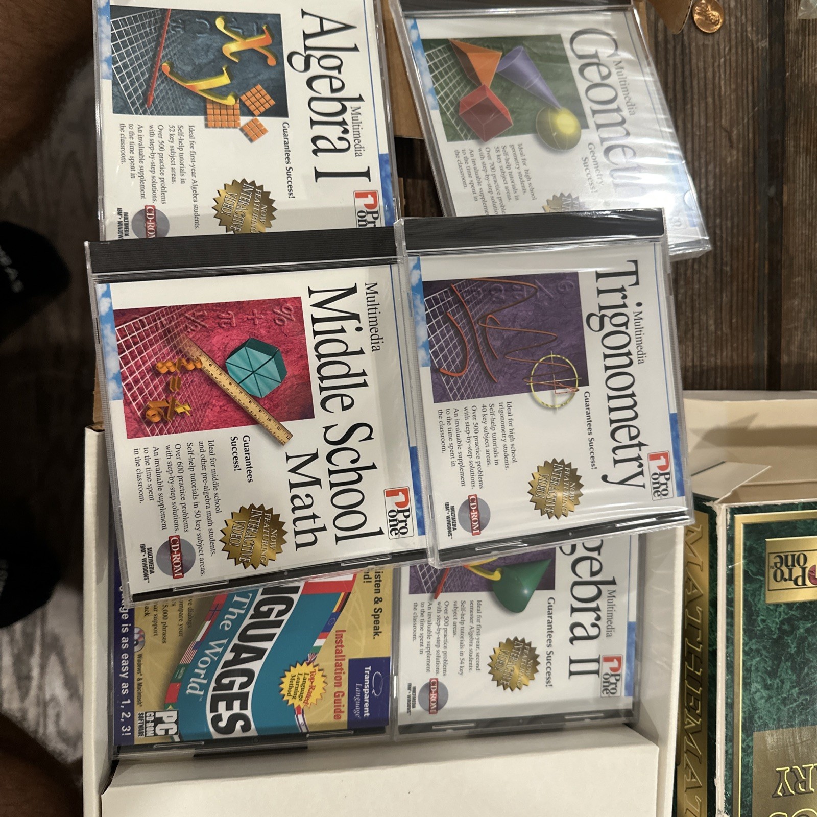 Pro One Pre-Algebra Algebra I II Geometry Trigometry CD-ROM 6 Disc Set