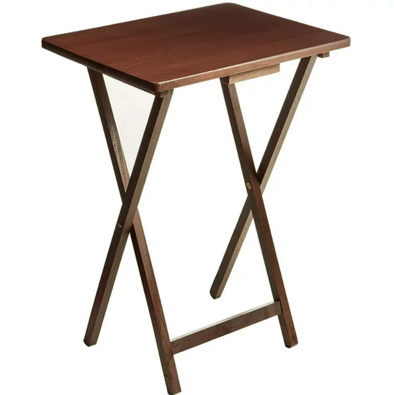 Indoor Single Folding TV Tray Table - Walnut L 19 x W 15 x H 26