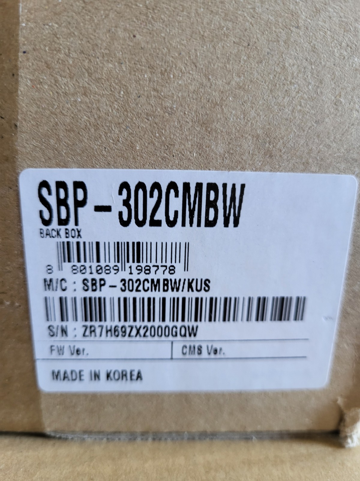 Hanwha Techwin White Pendant Back Box SBP-302CMBW