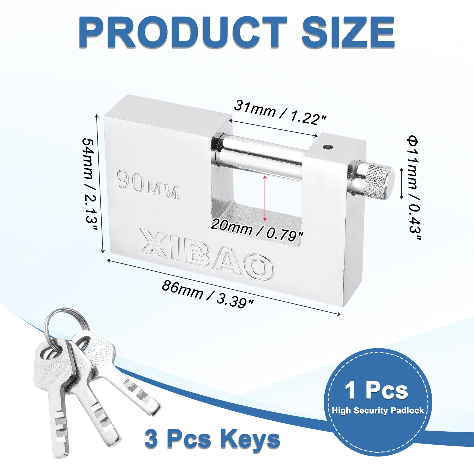 Shipping Container Lock with 3 Keys High Security Padlock (3-3/8 Inch)