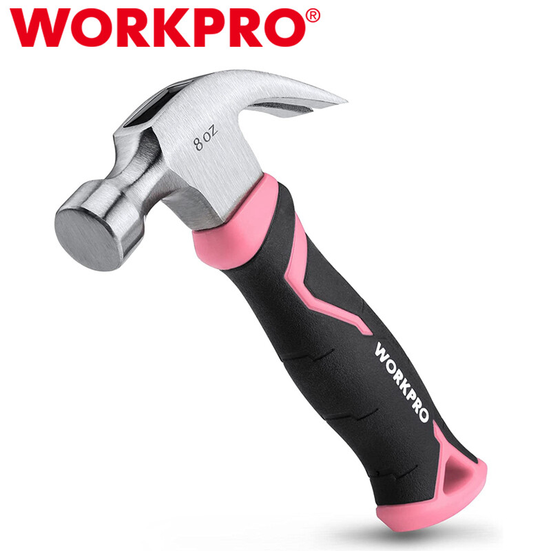 WORKPRO 8oz Claw Hammer Forged Hardened Steel Head Smooth Face Fiberglass Handle