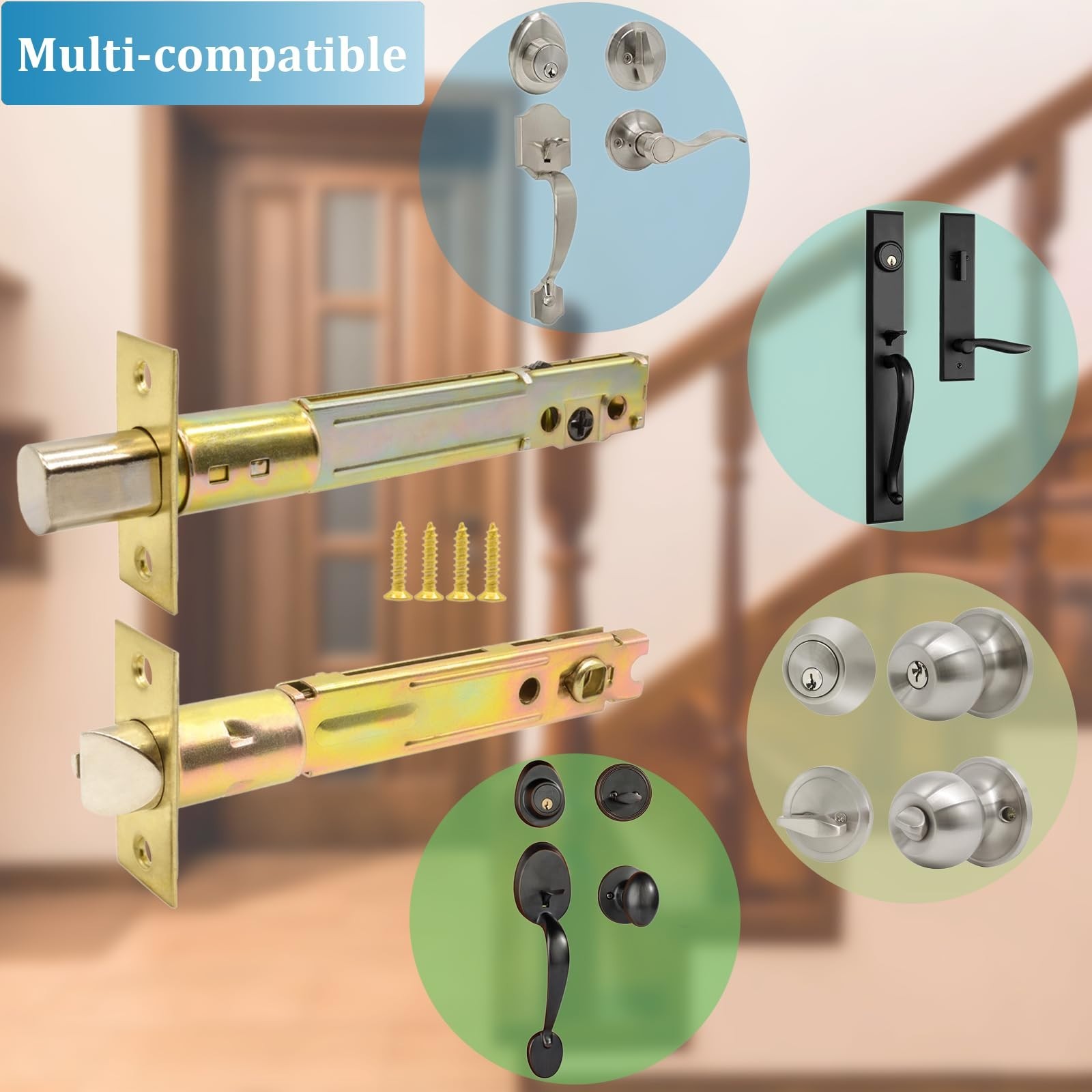 5-Inch Deadlatch & Deadbolt Latch Combo Door Lock Replacement Parts with Square