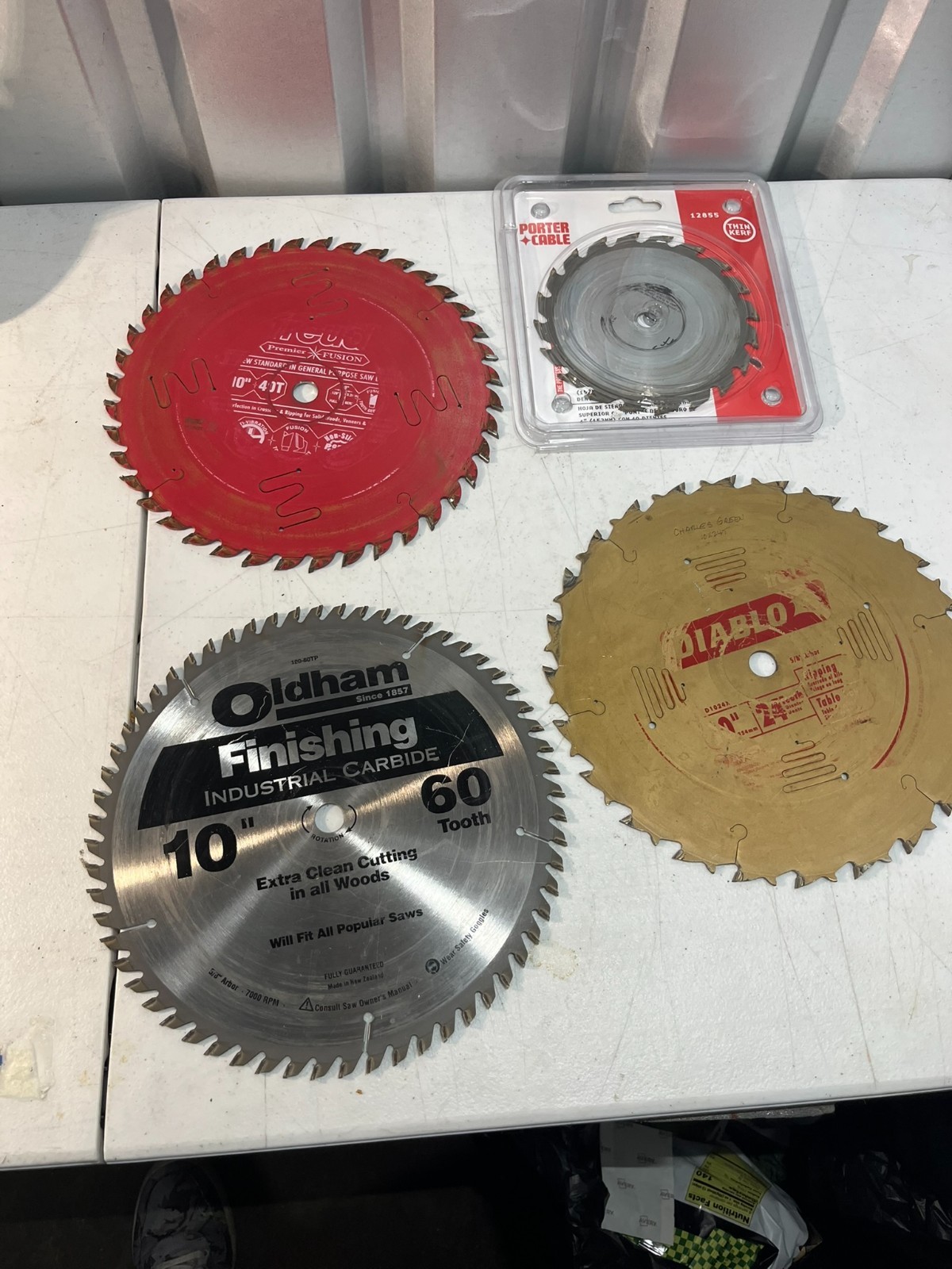 4pc Saw Blade Lot 10" Freud Premier Fusion Diablo Oldham + 6" Porter Cable