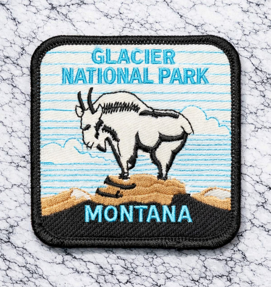 GLACIER NATIONAL PARK EMBROIDERED IRON ON PATCH 3"X3" FREE SHIPPING & TRACKING