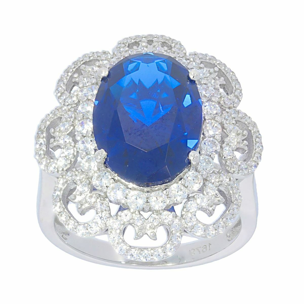 Sterling Silver Semi Mount Ring Setting OV 14X10mm White Topaz or Moissanite