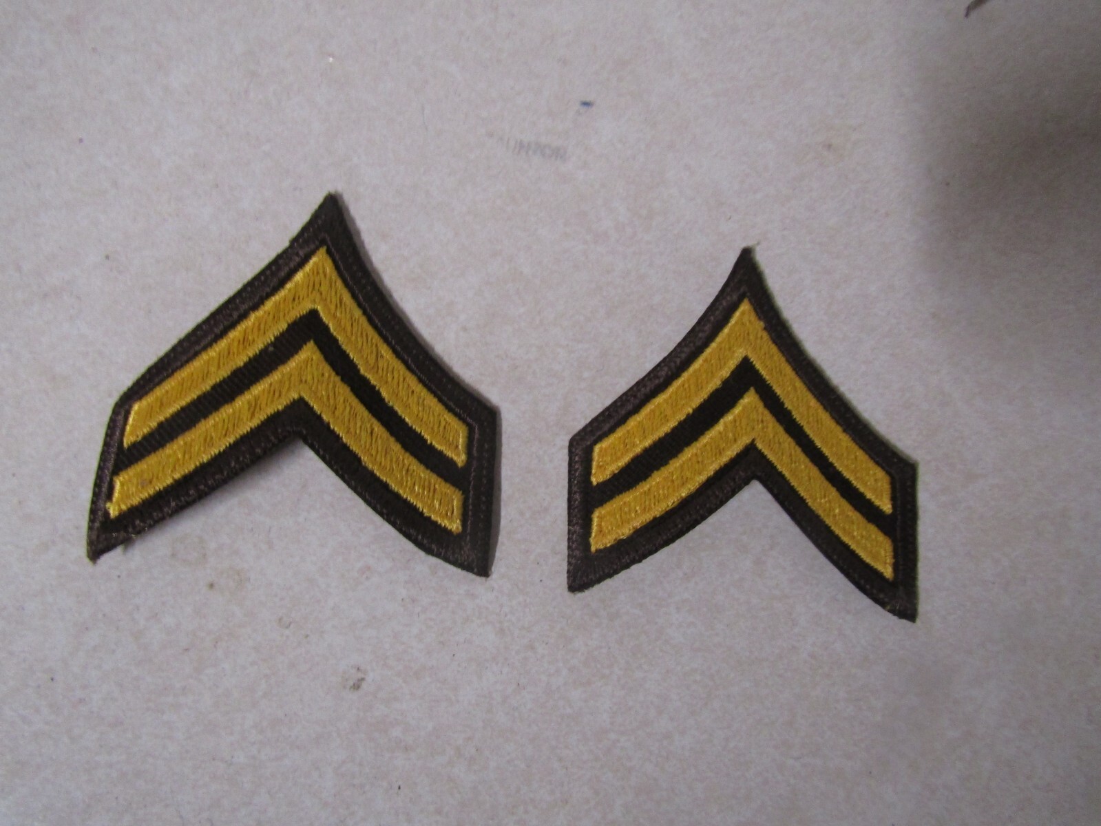 PATCH SEW ON SET OF 2 FIREMAN POLICE OTHER CORPORAL STRIPES GOLD ON BROWN SMALLE