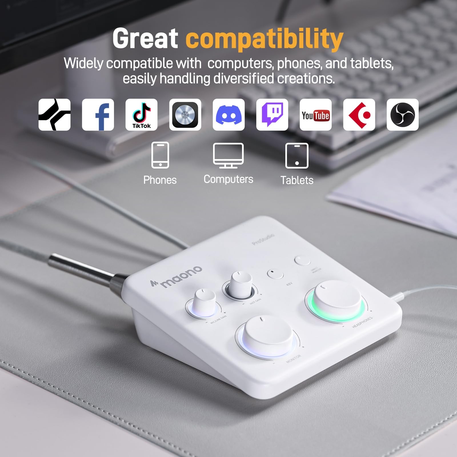 MAONO USB Audio Interface for PC: Interface with XLR Input 24-bit/192kHz Routing
