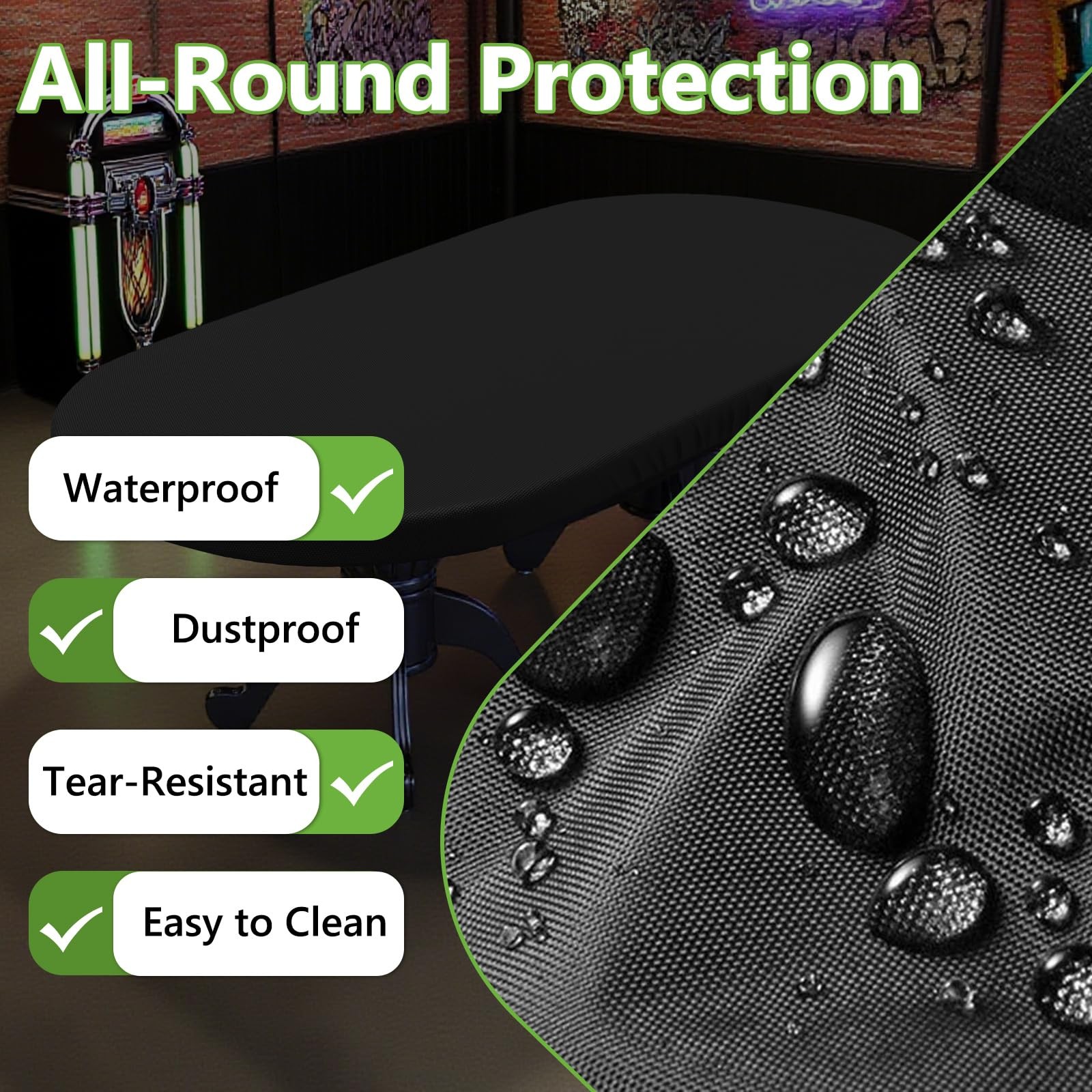 Oval Poker Table Dust Cover ,420D Waterproof Game Table Cover with Drawstring...