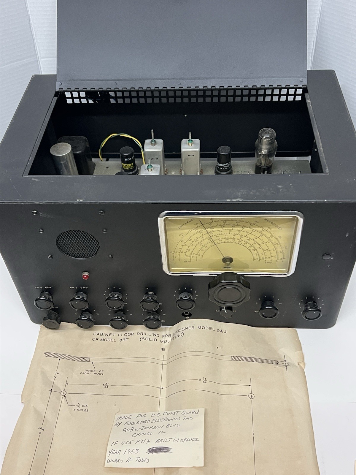 *Unique* 1953 Boulevard Electronics U.S Coast Guard Tube Receiver 9AJ