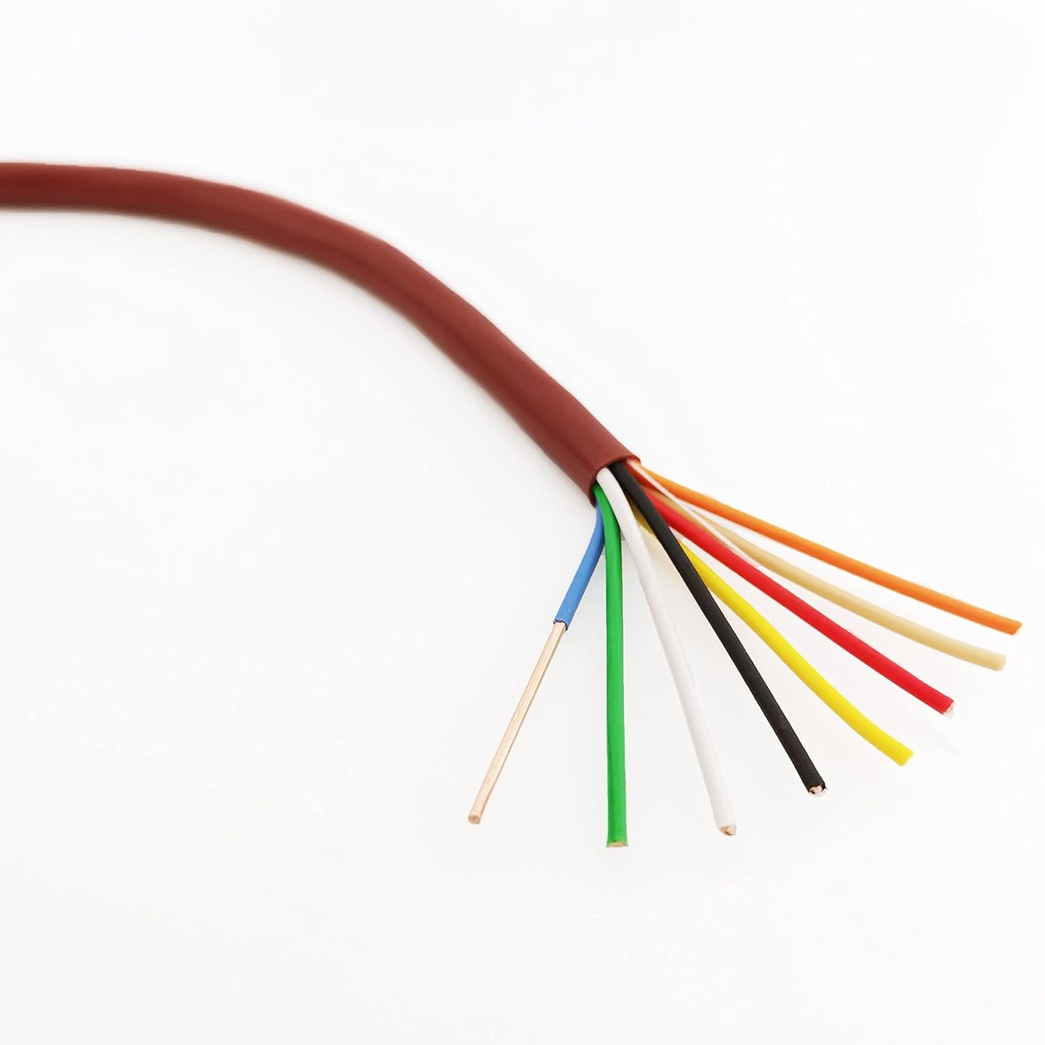 18/8 18 Gauge 8 Conductor Wire 50ft Brown & ETL Certified HVAC Thermostat Wiring