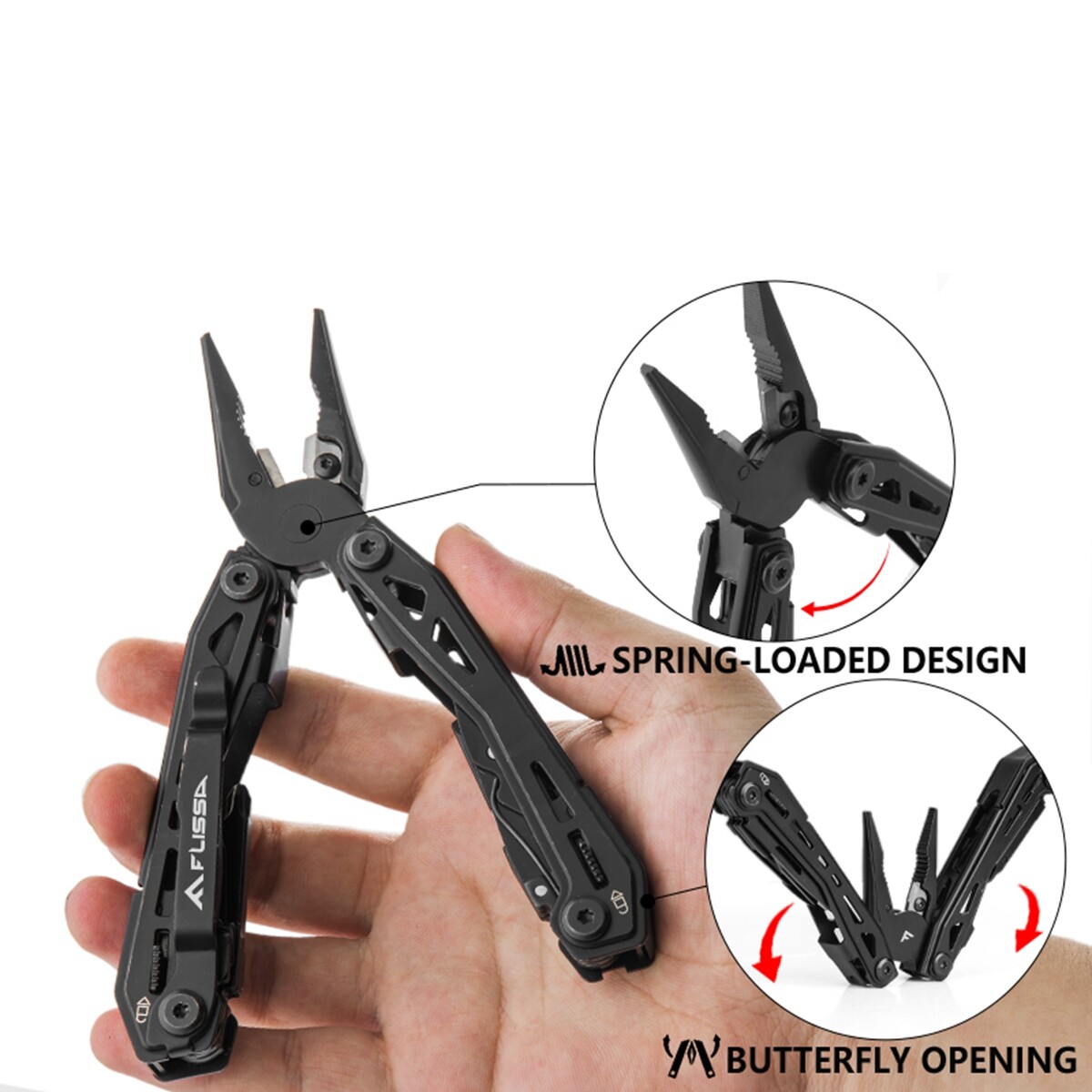 FLISSA 16-in-1 Multitool Plier Compact Portable EDC Multi Tool With Pocket Knife