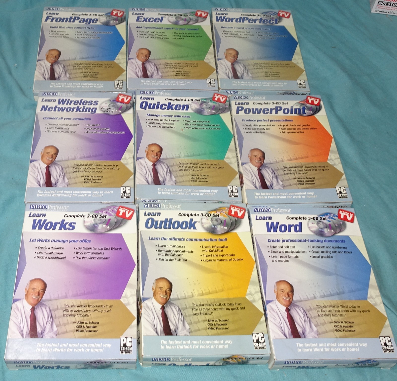 LOT OF 9 DIFFERENT = Video Professor "Learn Access" 3 CD Set PC CD Rom Software