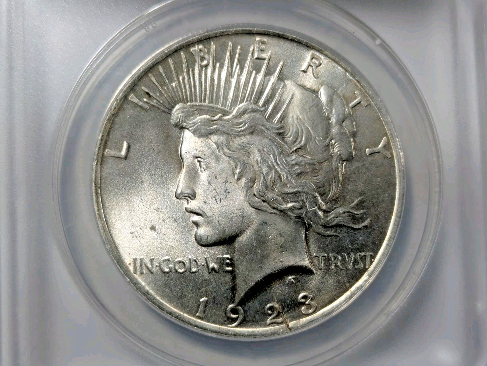 1923 Peace Silver Dollar ANACS MS-63 Struck on Cracked Blank Planchet Mint Error