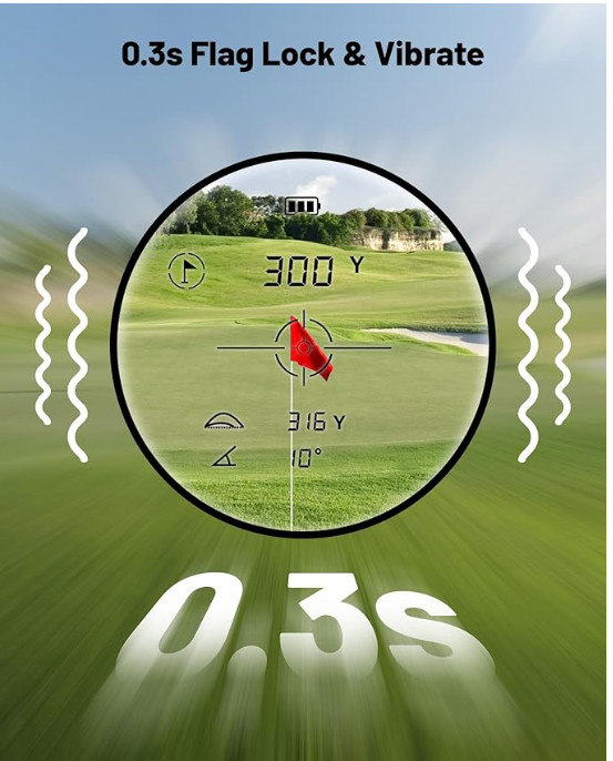Golf Rangefinder 1200 Yd. Slope Switch Flag Lock Vibration 7X USB-C Rechargeable