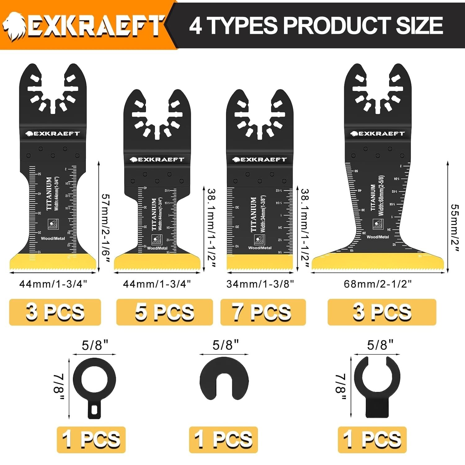 18 PCS Titanium Oscillating Tool Blades Metal Cutting, Universal Multitool Blade