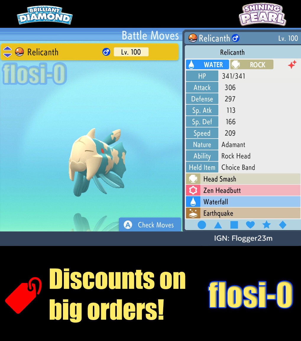 6IV Shiny Relicanth Brilliant Diamond and Shining Pearl