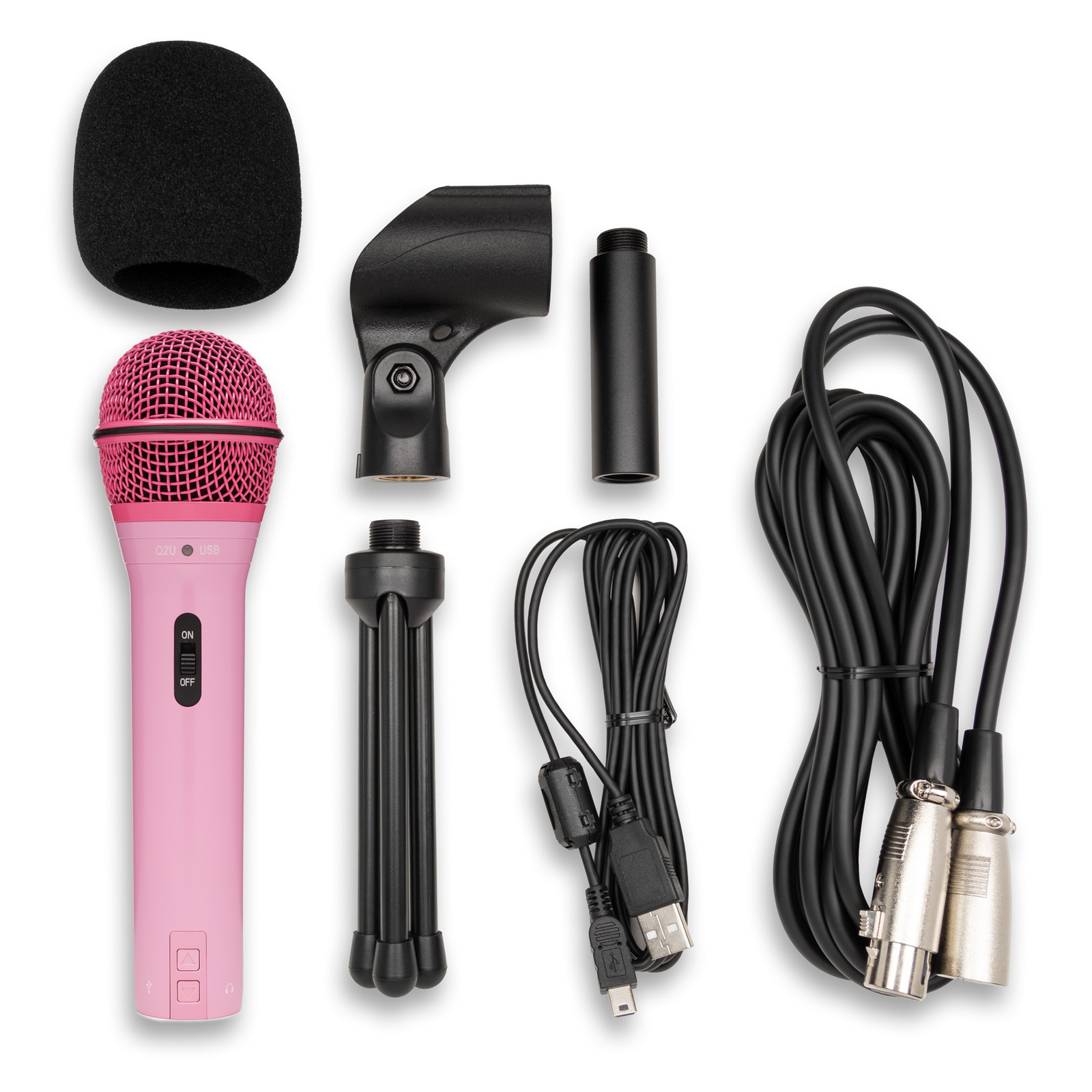 Samson Q2U USB and XLR Handheld Dynamic Pink Microphone with Cardioid Pattern