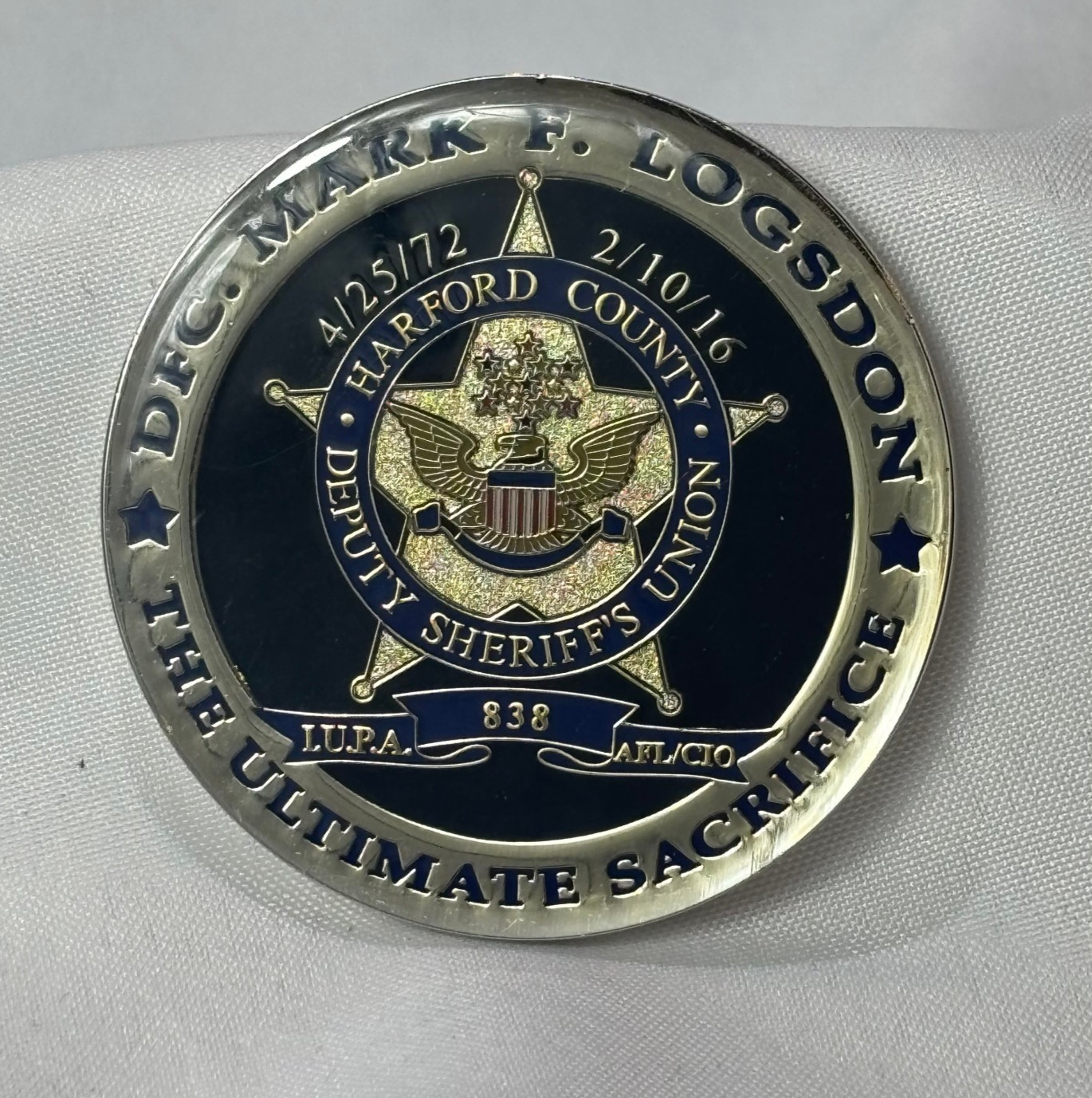 Harford County Deputy Sheriff's Union Challenge Coin Ultimate Sacrifice