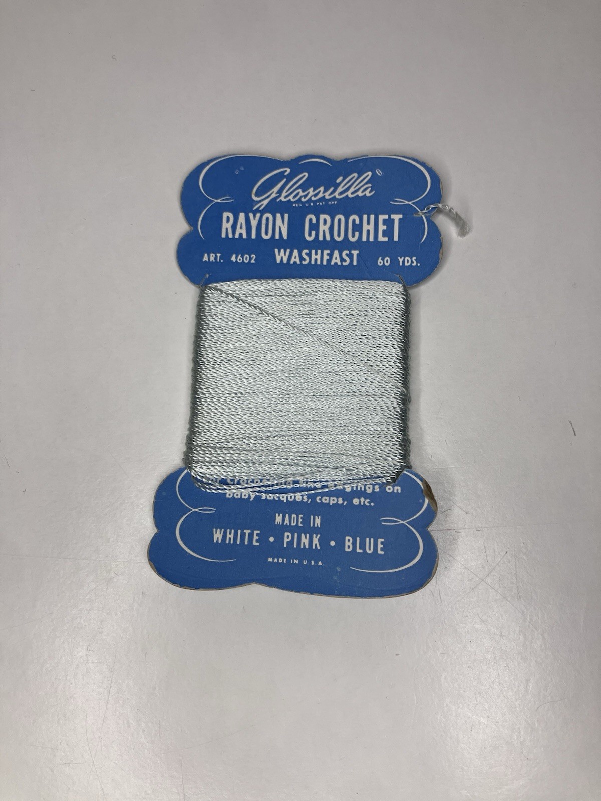 Vintage Glossilla SILVER Rayon Crochet Thread 60 Yards Brand New