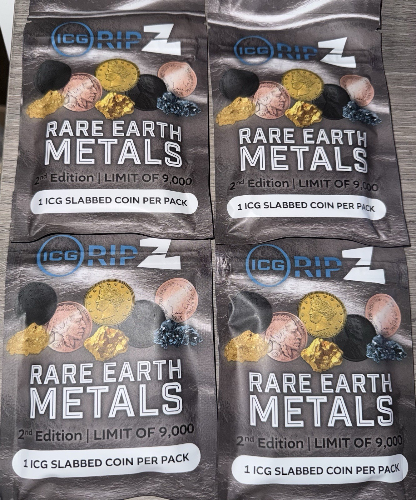 🔥ICG RipZ 2nd Edition Rare Earth Metals Slabbed Coin Pack - Lot of 4 🔥