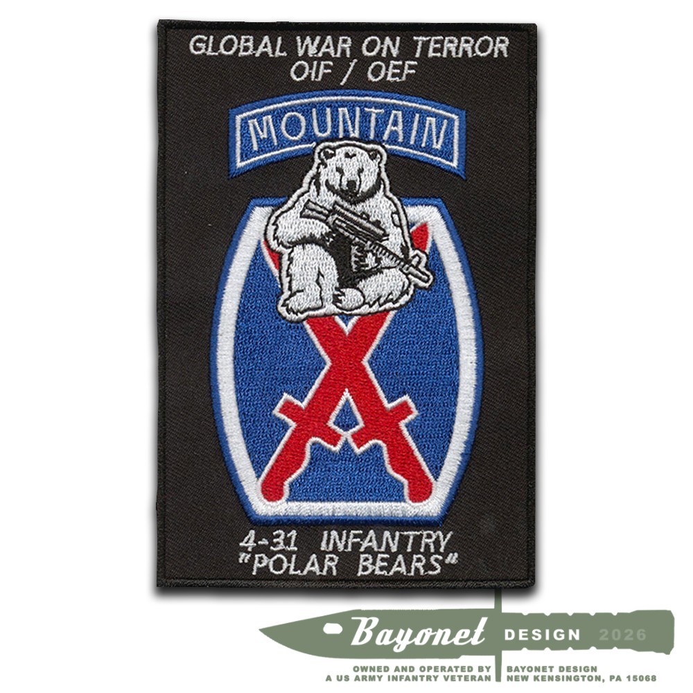 4th BN - 31st IN Regiment Patch - POLAR BEARS - OIF - OEF - 10th MOUNTAIN DIV