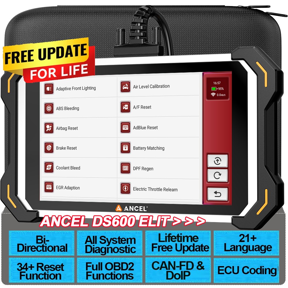 ANCEL DS600 Elite Bi-directional Car Diagnostic Tool CAN-FD DOIP OBD2 Scanner