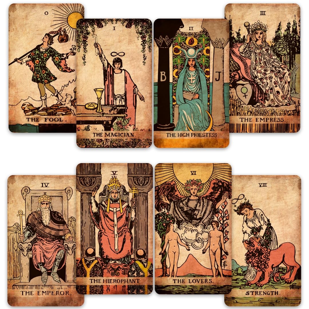 CRAFTERIAN Classic Tarot Set - 78 Gold-Edged Cards with Medium, Black