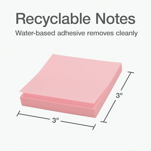 Power Stick Notes, 12 Sticky Note Pads, 3 x 3 inch, Sticky Notes for School,