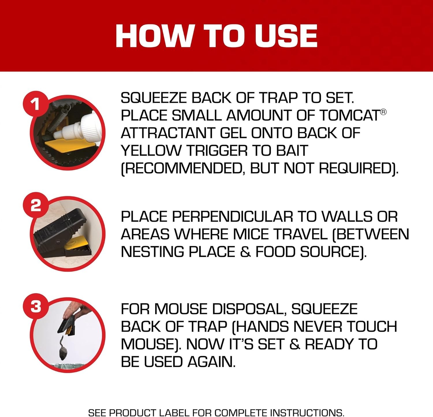 Tomcat Mouse Snap Trap, Effectively Kills Mice for Clean, No-Touch - 4 Traps