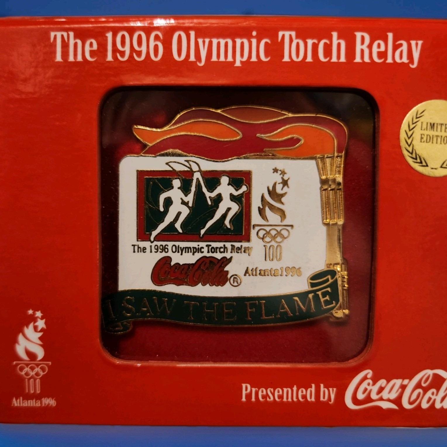 1996 Atlanta Summer Olympics Torch Relay Coca-Cola Sponsor Lapel Pin USA