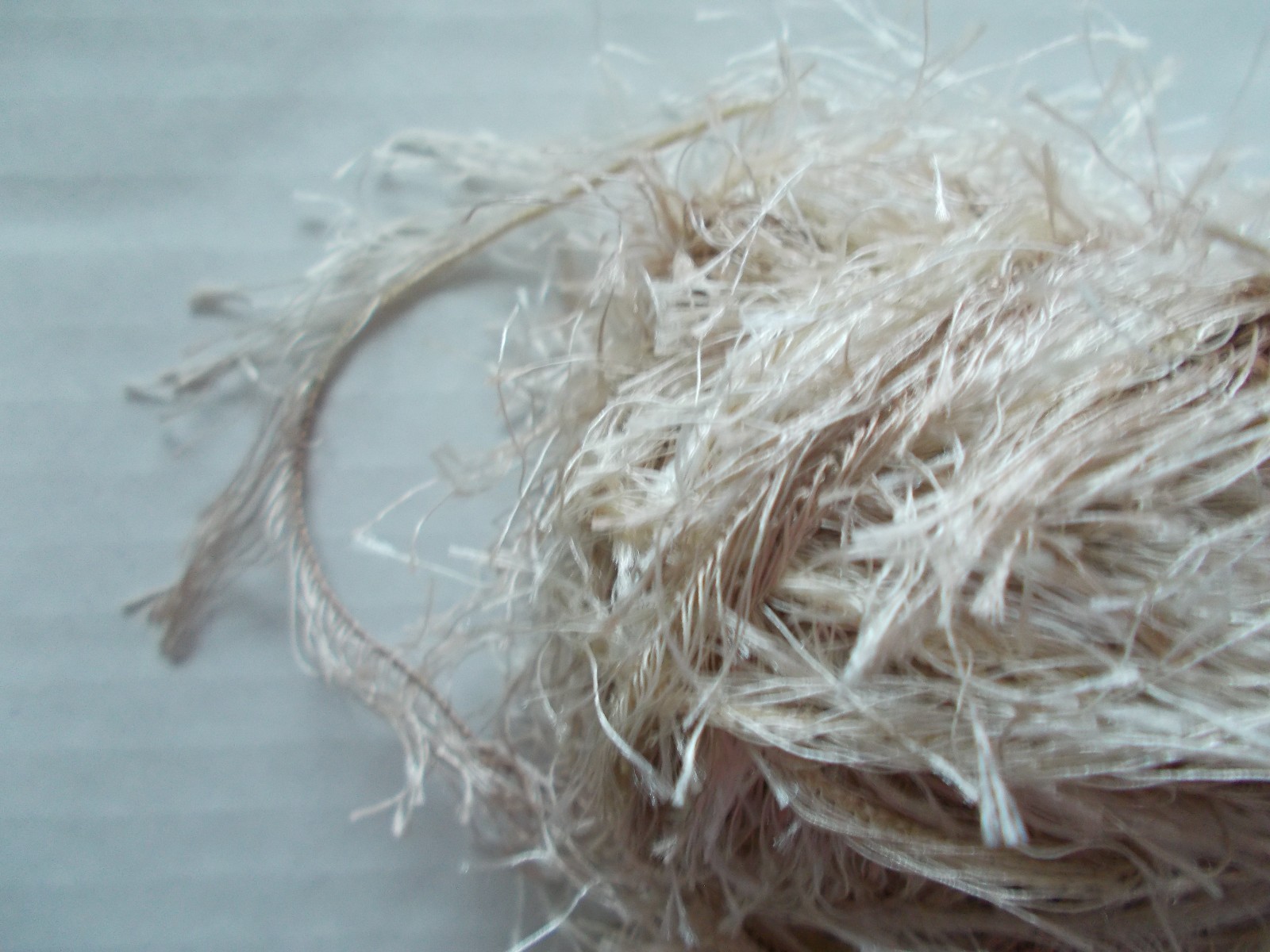 Knitting eyelash yarn, sandy light beige, lot of 2
