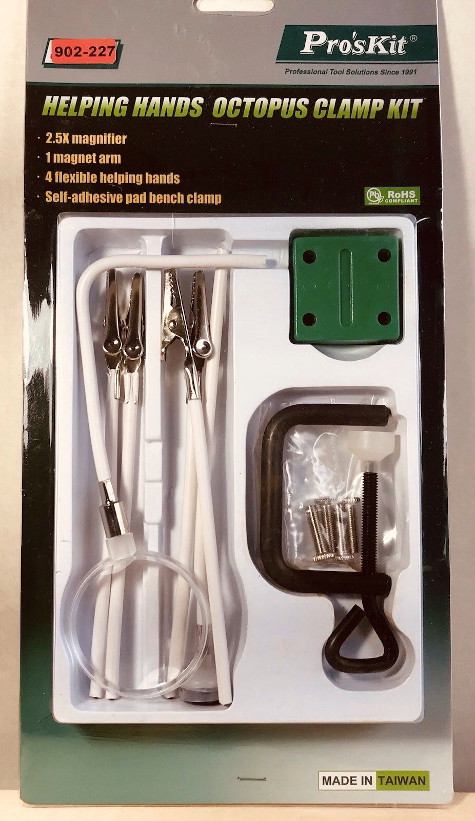 Pro'sKit Clamp Base Octopus Helping Hands with Magnifier 902-227