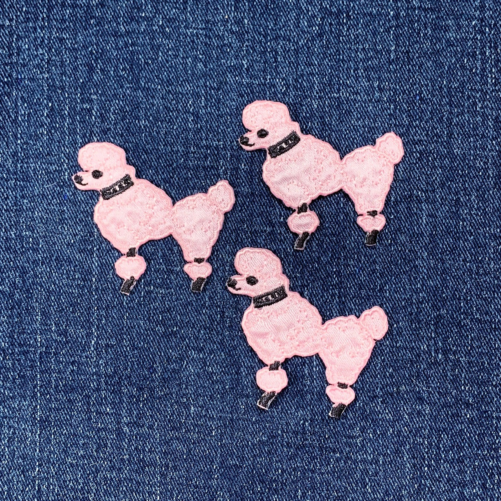 3-Pack Poodle Applique Patch - Embroidered Pink Dog Badge 1-7/8" (Iron On)