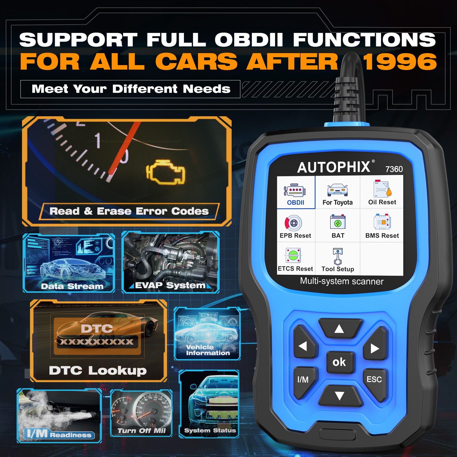 AUTOPHIX 7360 Elite Fit for Toyota Lexus OBD2 Scanner Full System Car Diagnostic
