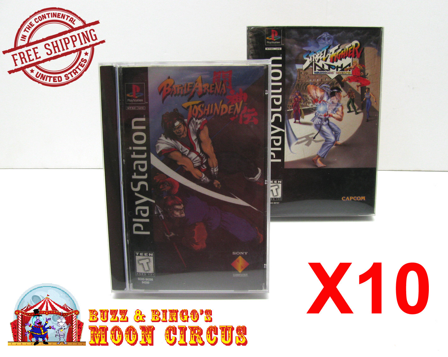 10x PLAYSTATION ONE PS1 TALLBOX GAME CLEAR PROTECTIVE BOX PROTECTOR SLEEVE CASE