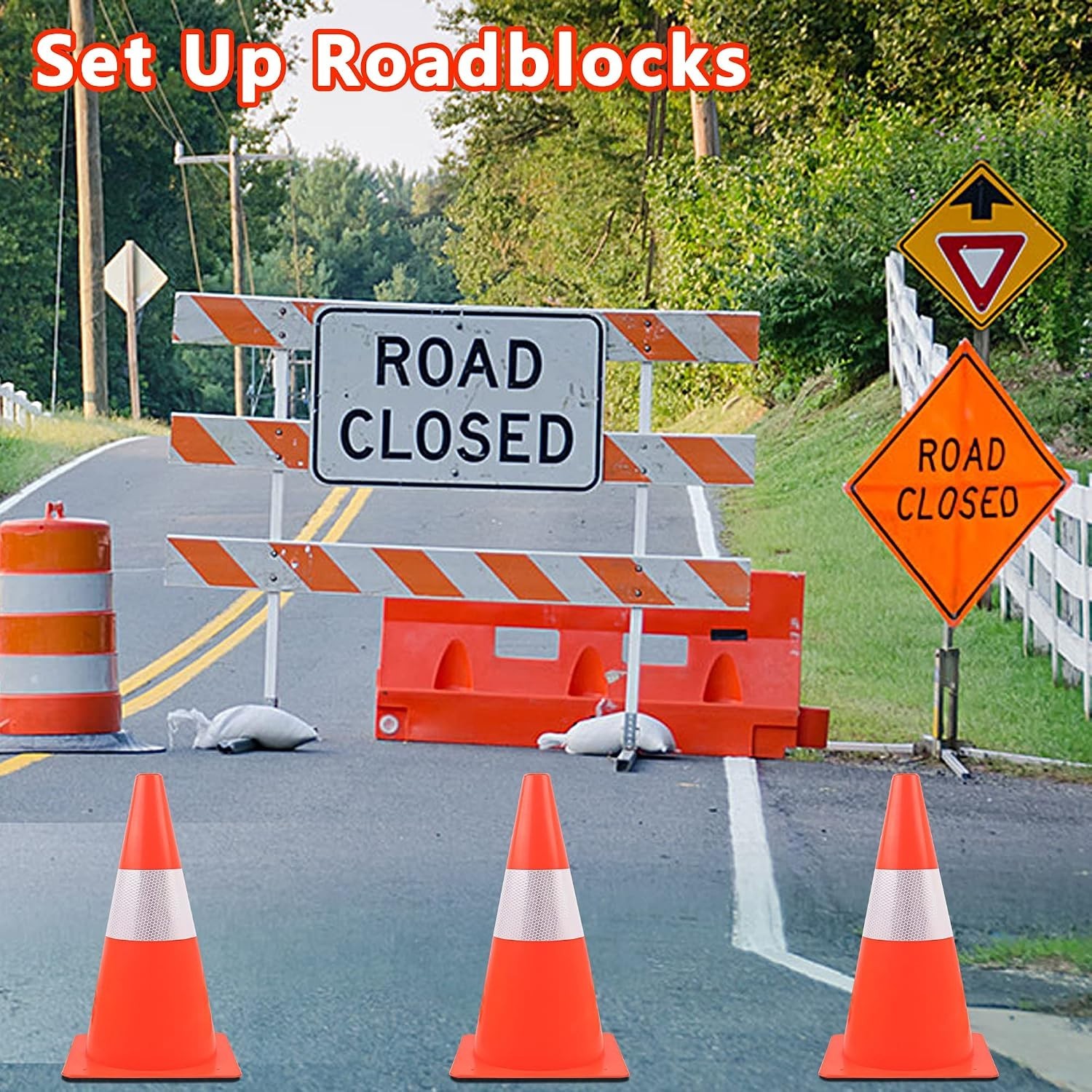 Stackable 12-inch Traffic Cones with Reflective Collars - Multi-Use Pack of 4