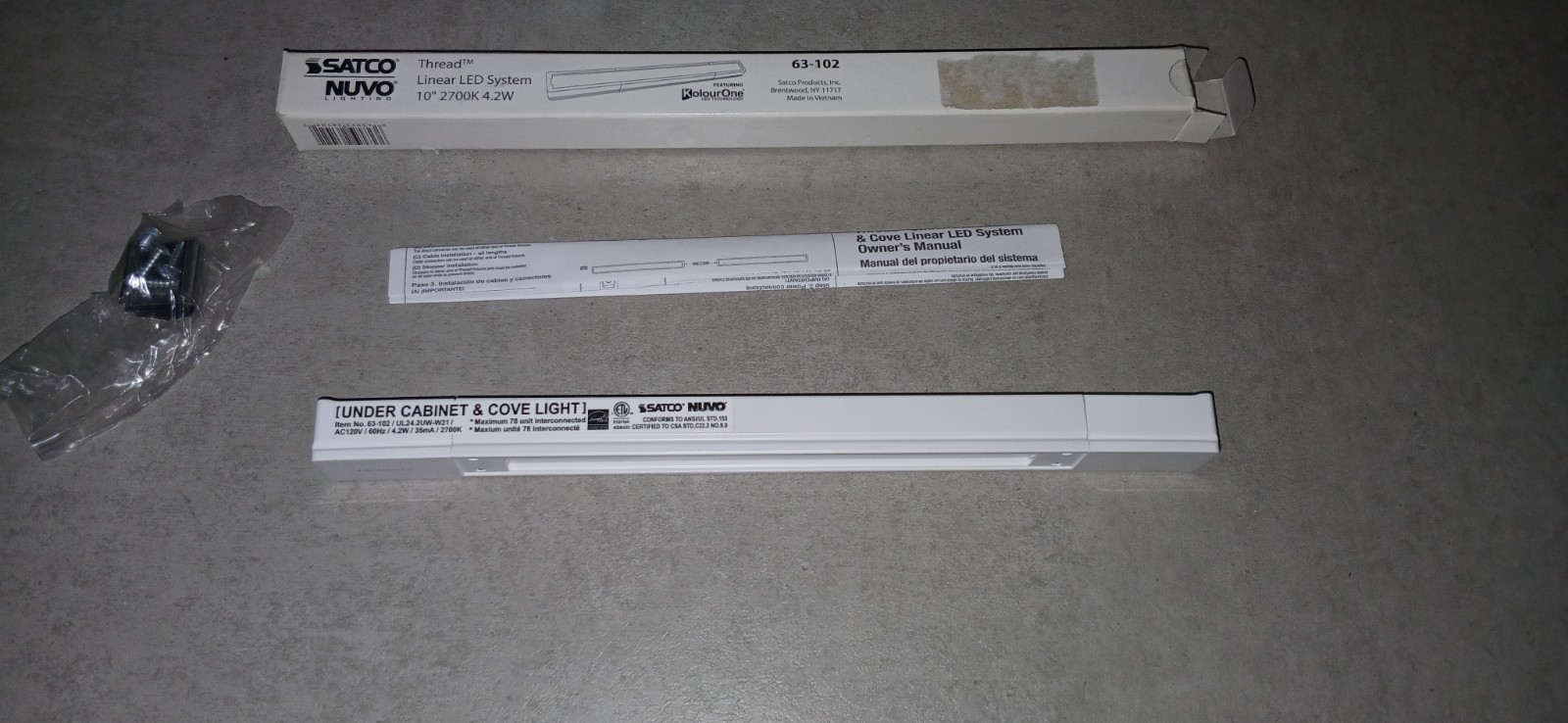 Satco Thread Linear LED System Under Cabinet Light 10" 4.2w 2700k 63-102