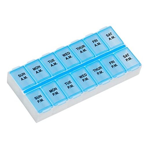 Weekly (7-Day) AM/PM Daily Pill Case, Medium (Pack of 1) Color May Vary