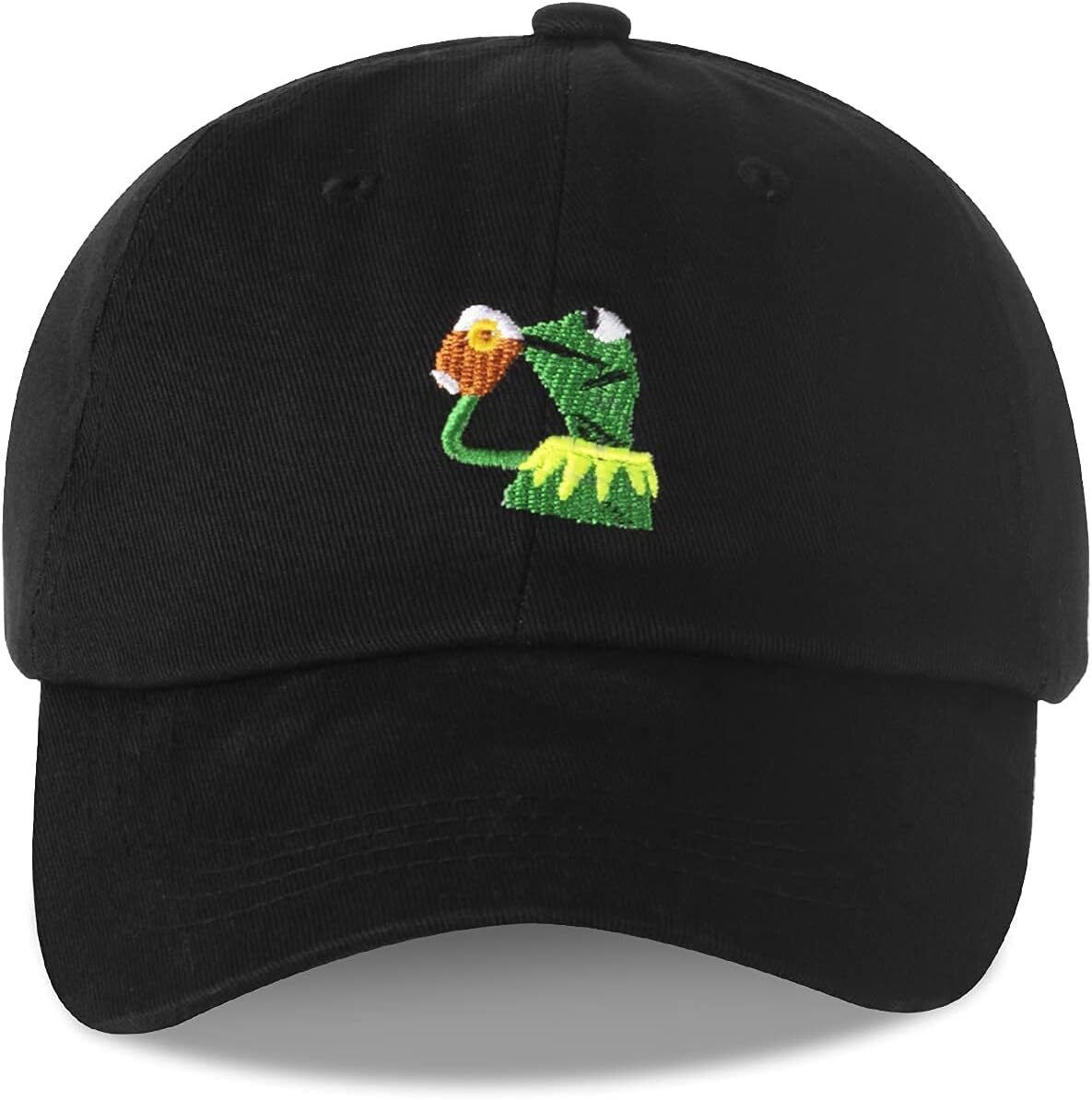 Adjustable Kermit The Frog Embroidered Baseball Cap - One Size-Medium, Black