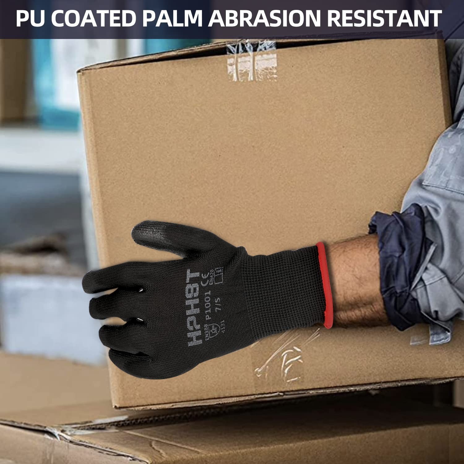 PU Coated Safety Work Gloves, 12 Pairs Work Gloves Mechanic Working Seamless ...
