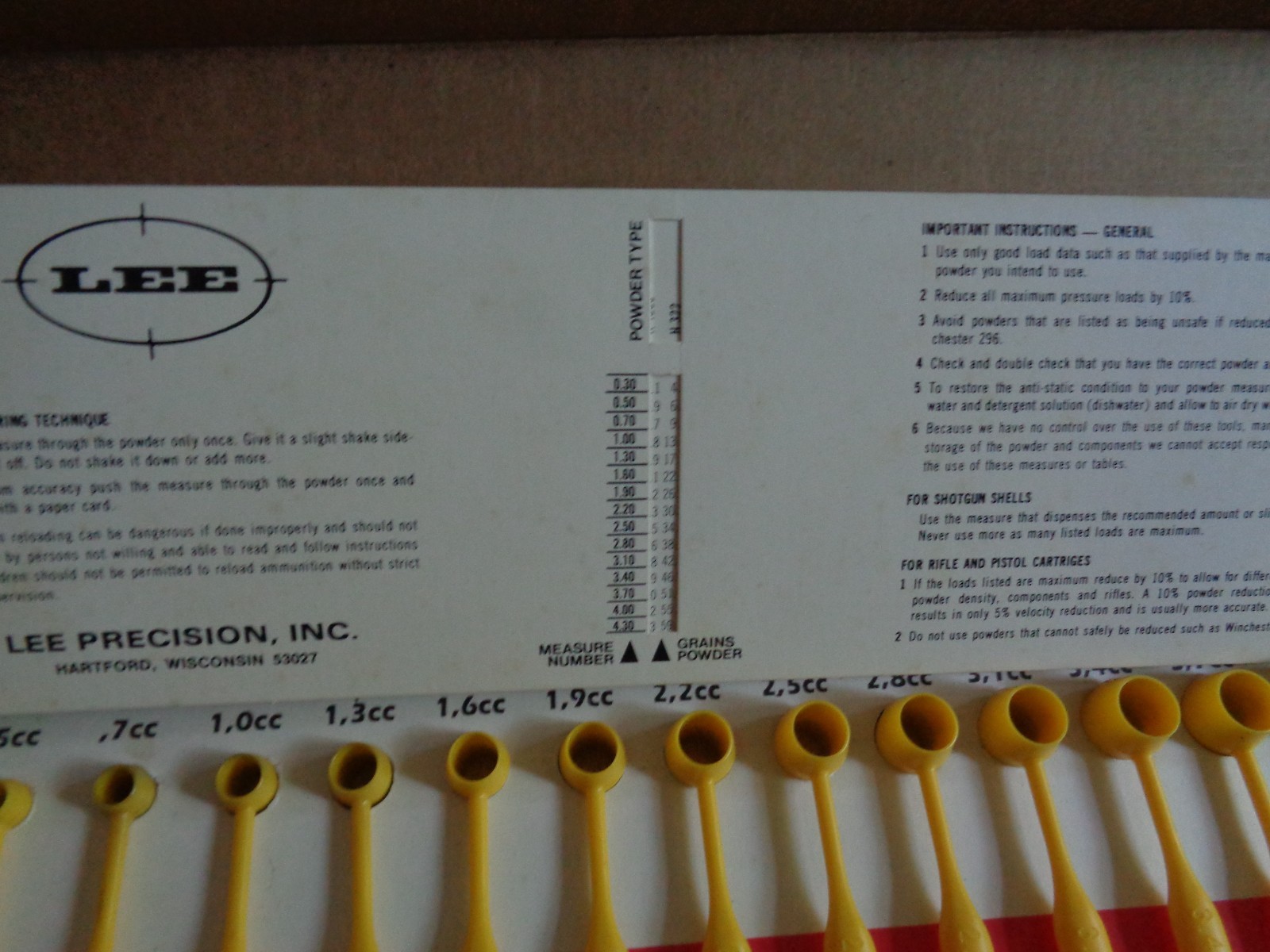 LEE IMPROVED POWDER MEASURE KIT