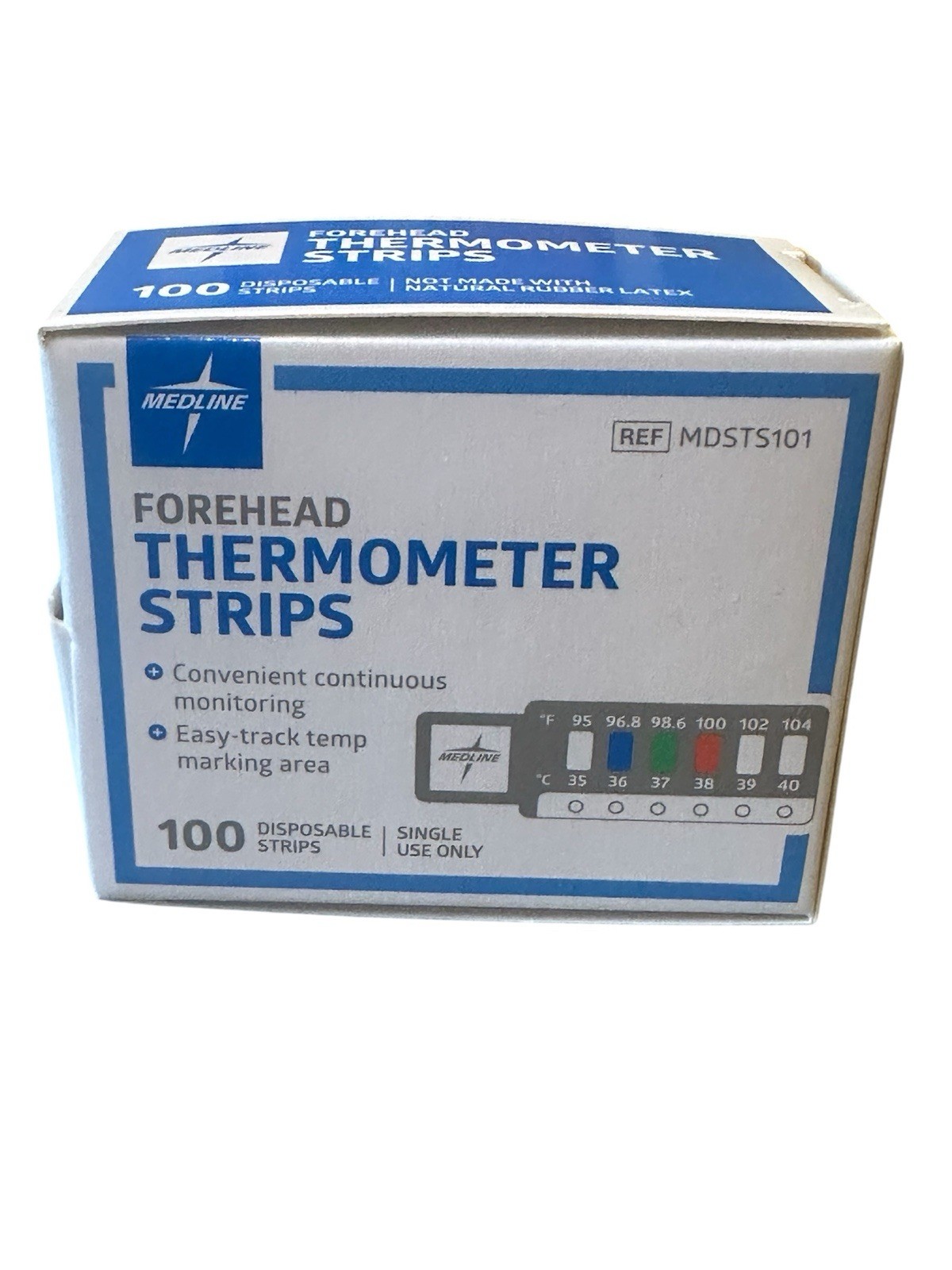 Medline Forehead Thermometer Strips - Continuous Monitoring - 100 per box