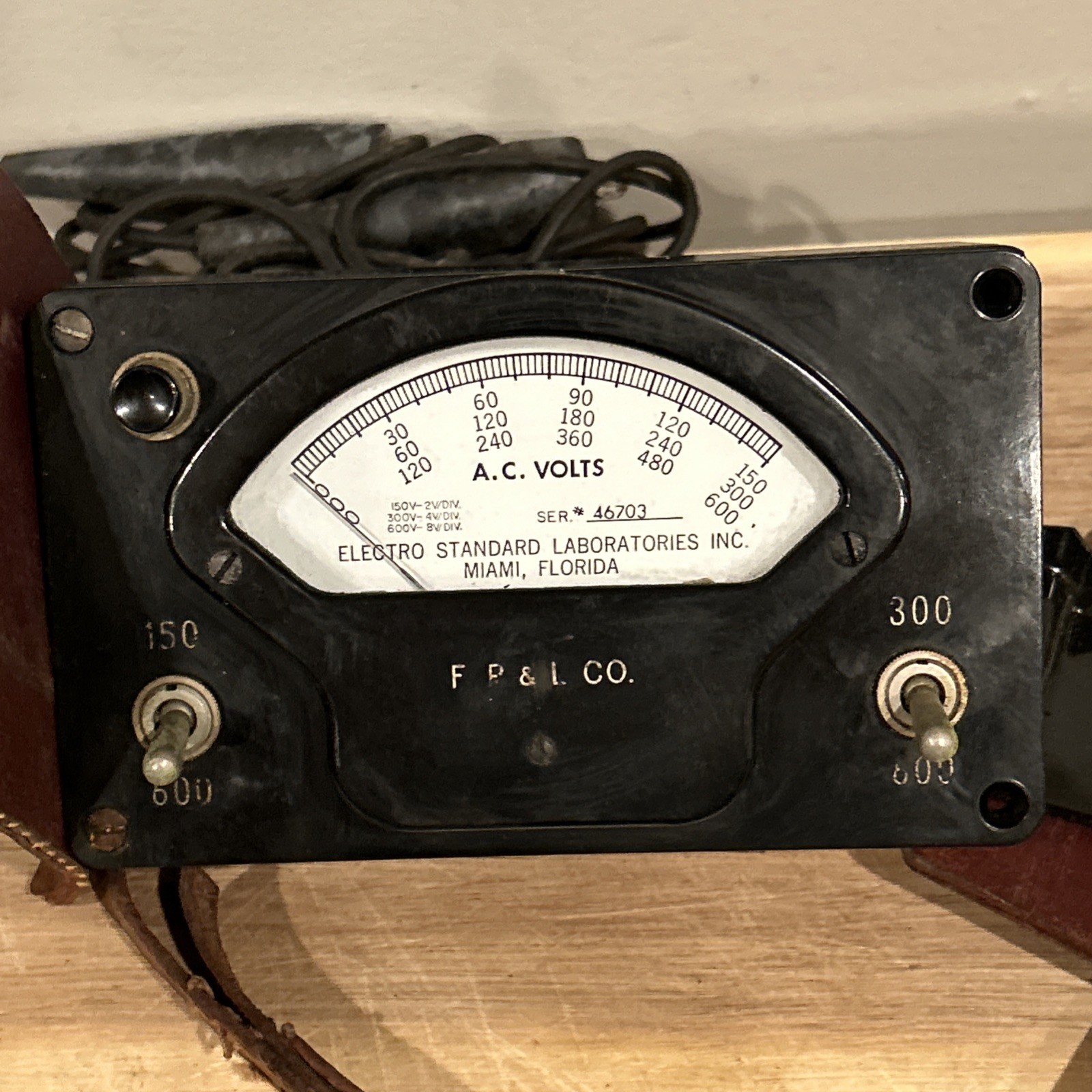 Electro Standard Laboratories Inc. AC Voltmeter Miami FP & L 150 300 600 60s 70s