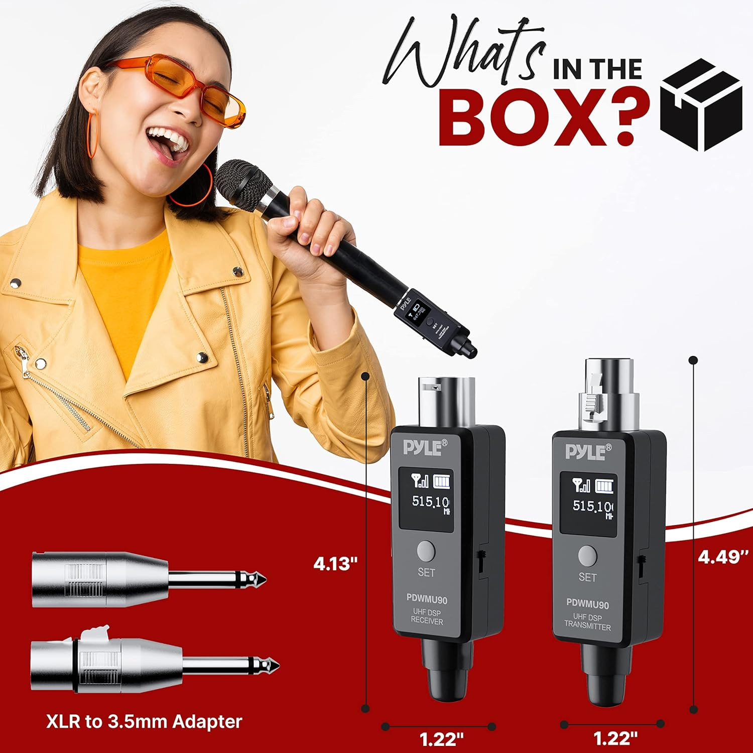 Multifunctional UHF Wireless XLR Adapter System,Transmitter and Receiver for Dyn